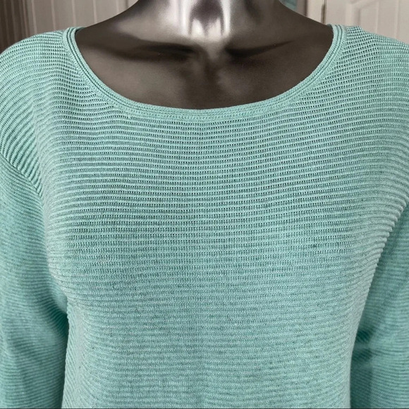 🛍️ 3/$40 Aritzia Knit Top Wilfred 3/4 Sleeve Ribbed Top Blue Green size XS - Picture 5 of 6